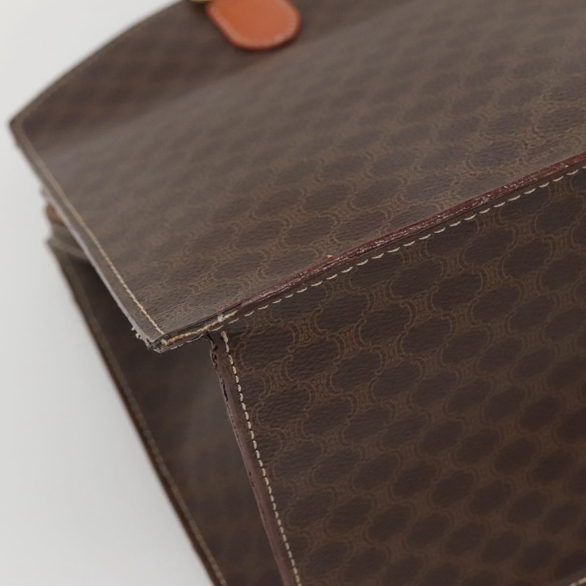 CELINE Macadam Canvas Hand Bag PVC Leather Brown Gold Auth 135287