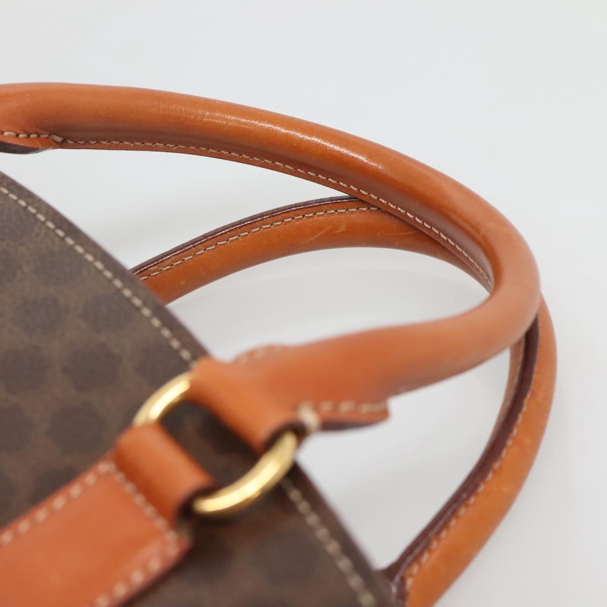 CELINE Macadam Canvas Hand Bag PVC Leather Brown Gold Auth 135287