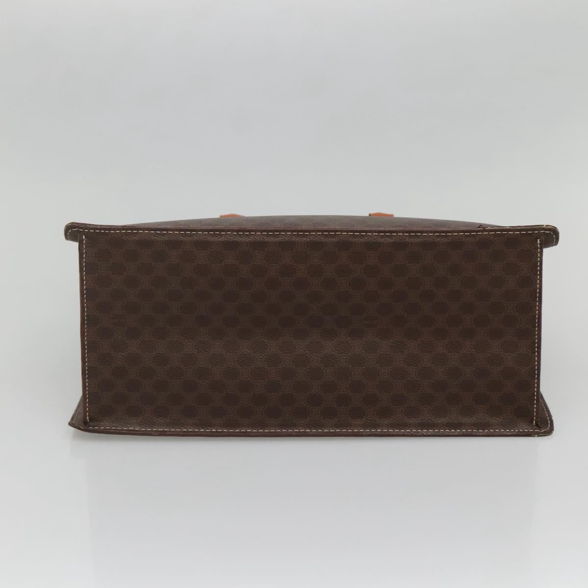CELINE Macadam Canvas Hand Bag PVC Leather Brown Gold Auth 135287