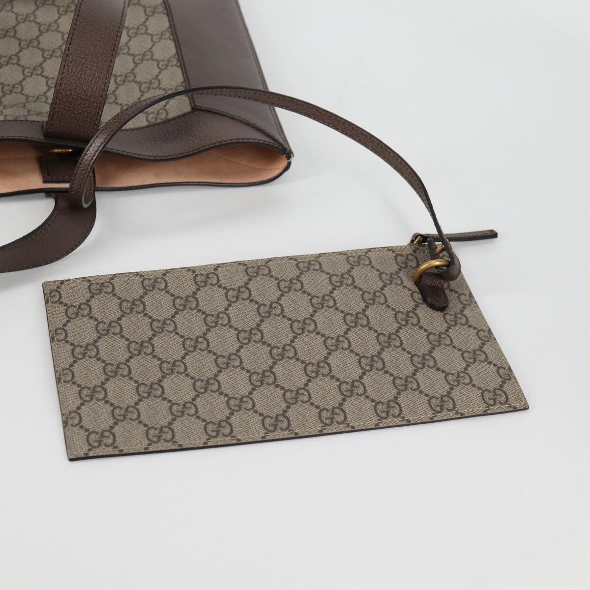 GUCCI GG Supreme Web Sherry Line Tote Bag PVC Beige Gold Red Auth 135289SAM