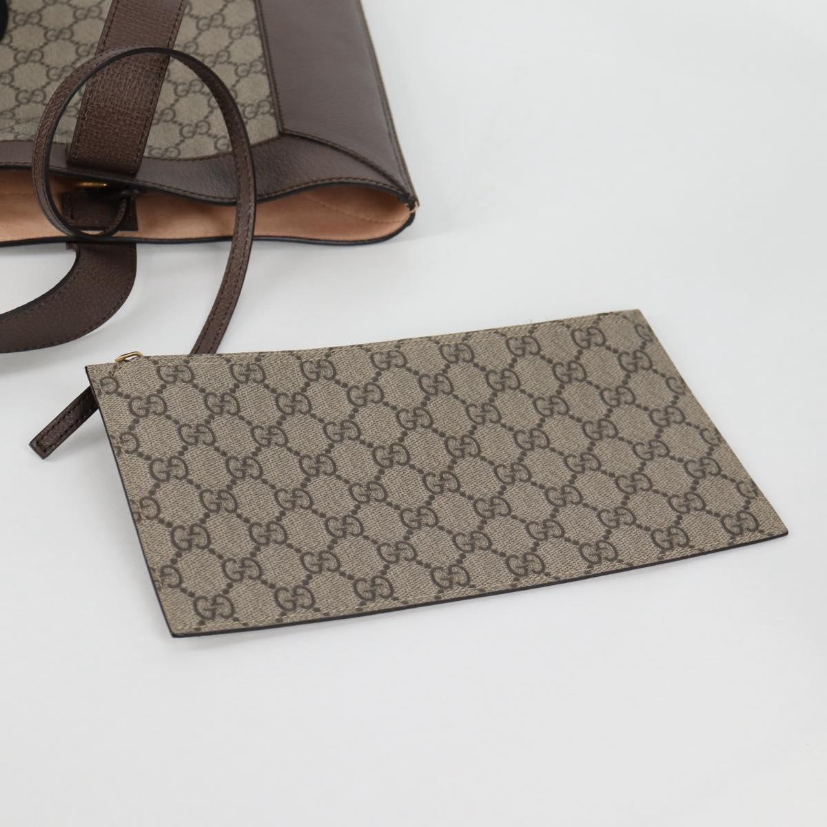 GUCCI GG Supreme Web Sherry Line Tote Bag PVC Beige Gold Red Auth 135289M