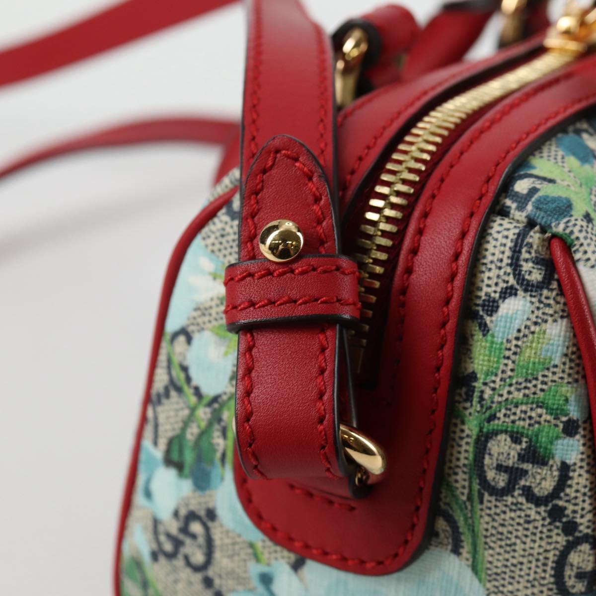 GUCCI GG Blooms Hand Bag PVC 2way Red Navy 546312 Auth 135290M