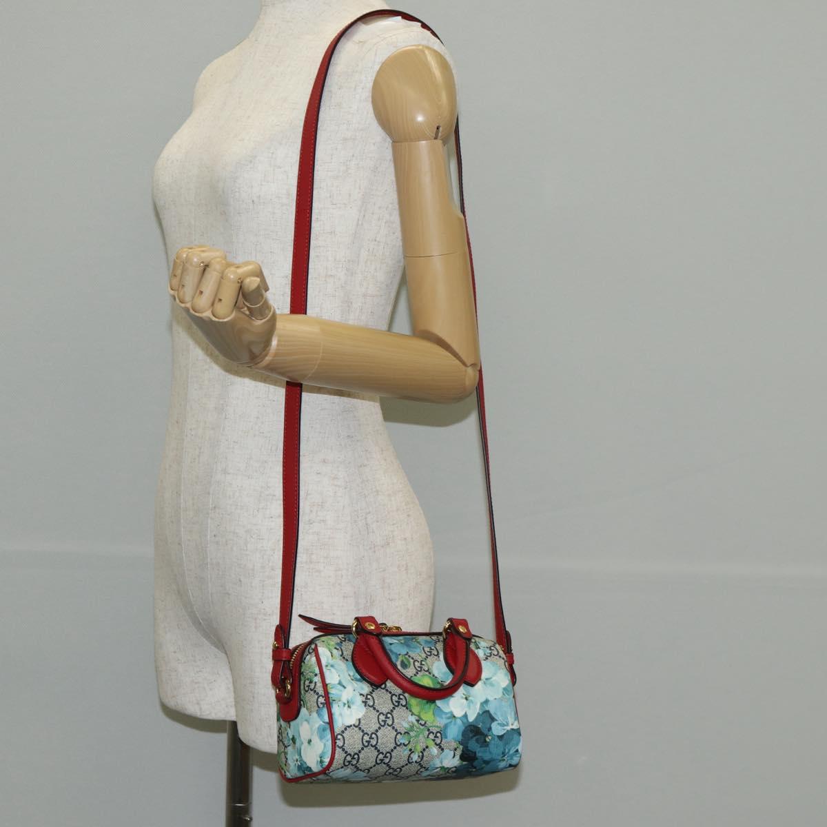 GUCCI GG Blooms Hand Bag PVC 2way Red Navy 546312 Auth 135290M
