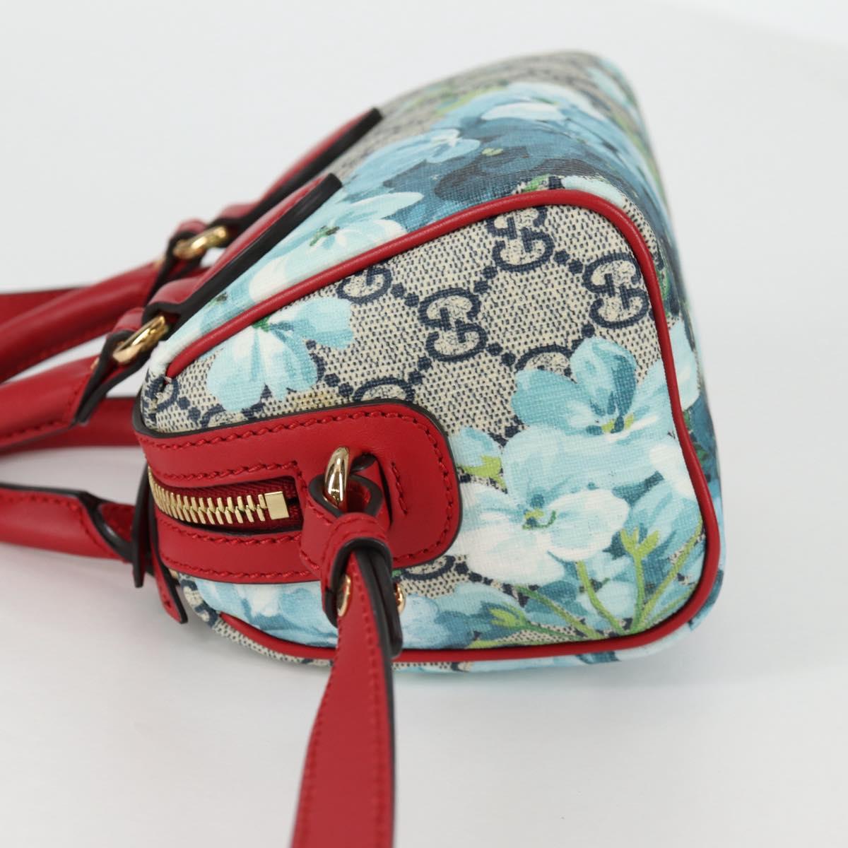 GUCCI GG Blooms Hand Bag PVC 2way Red Navy 546312 Auth 135290M