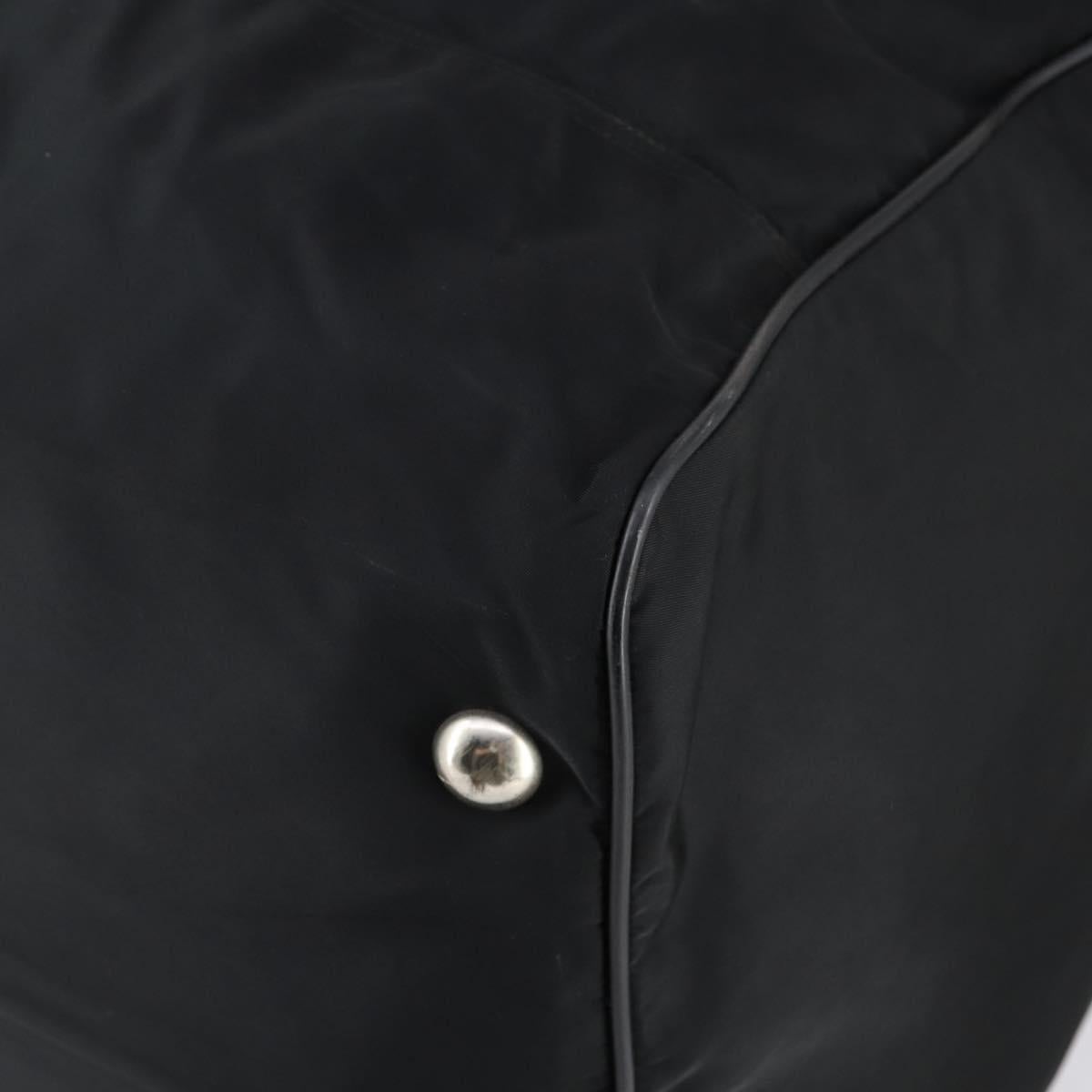 PRADA Boston Bag Nylon Black Silver Auth 135305