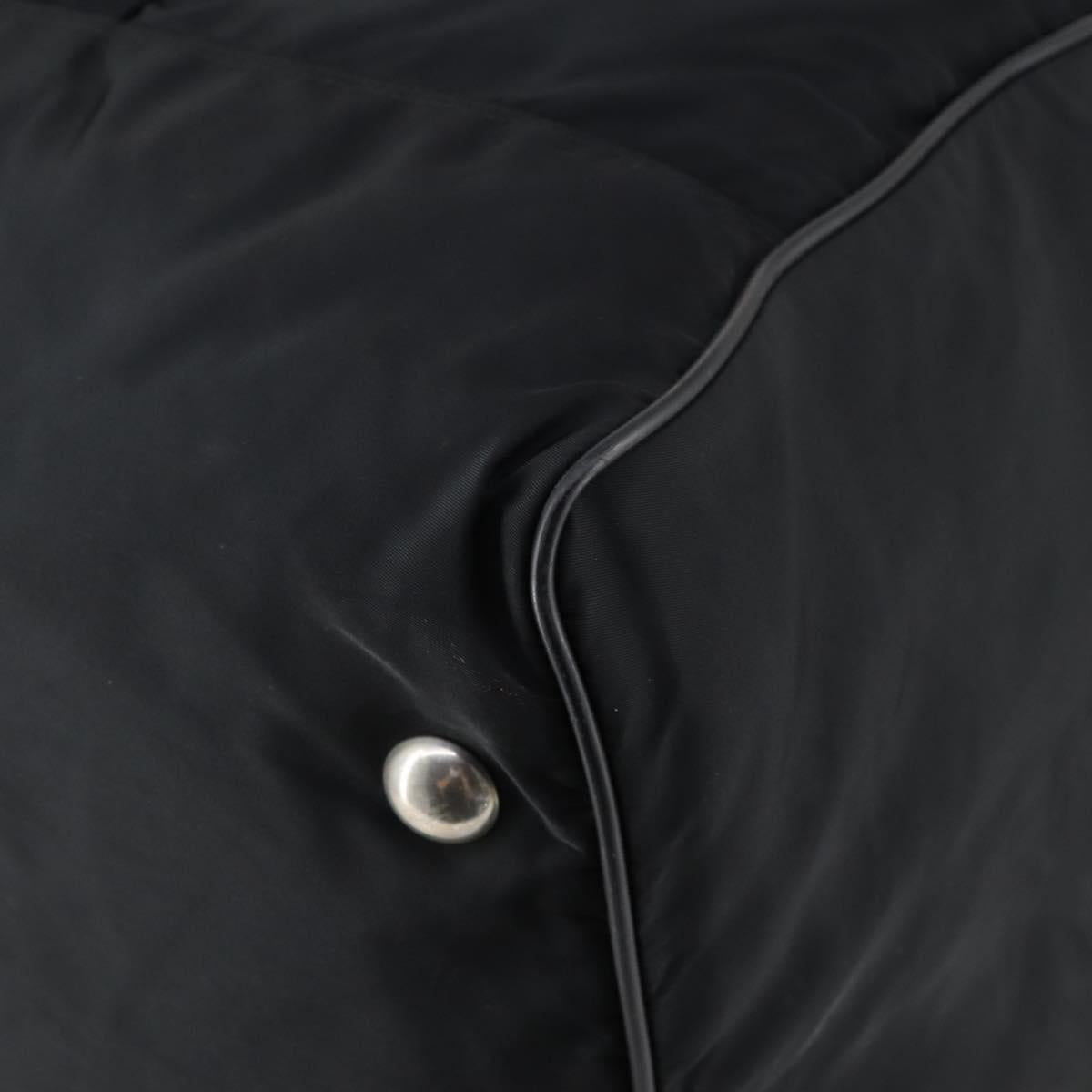 PRADA Boston Bag Nylon Black Silver Auth 135305