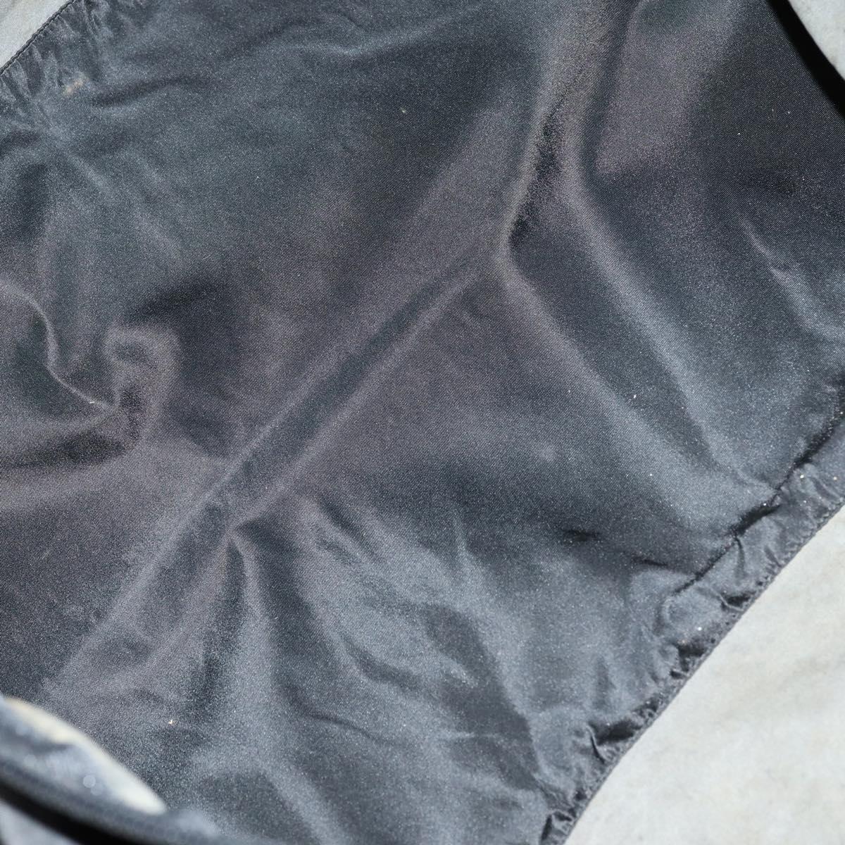 PRADA Boston Bag Nylon Black Silver Auth 135305