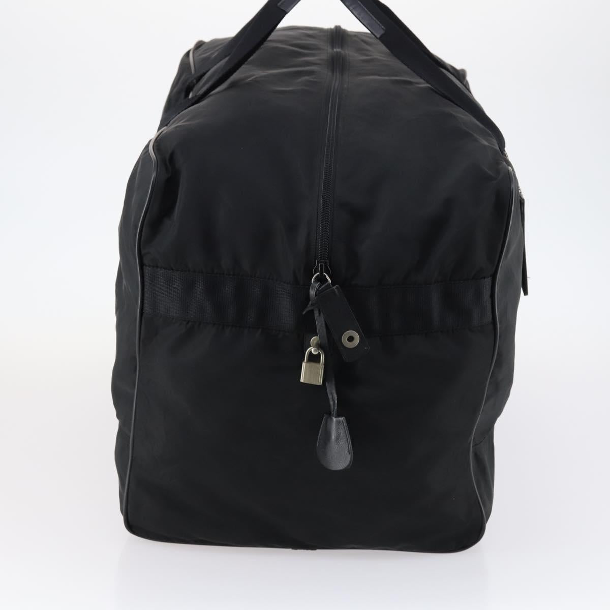 PRADA Boston Bag Nylon Black Silver Auth 135305