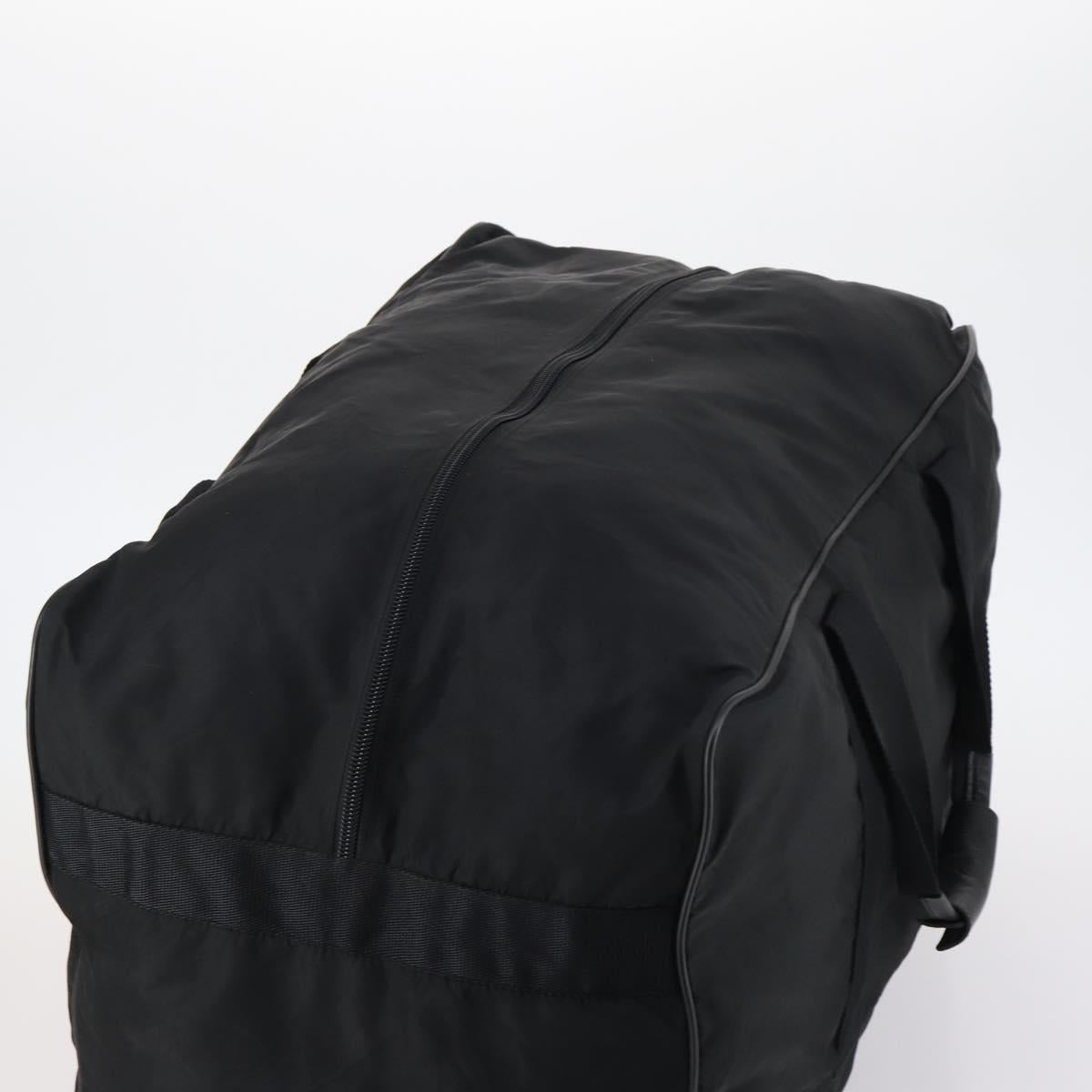 PRADA Boston Bag Nylon Black Silver Auth 135305