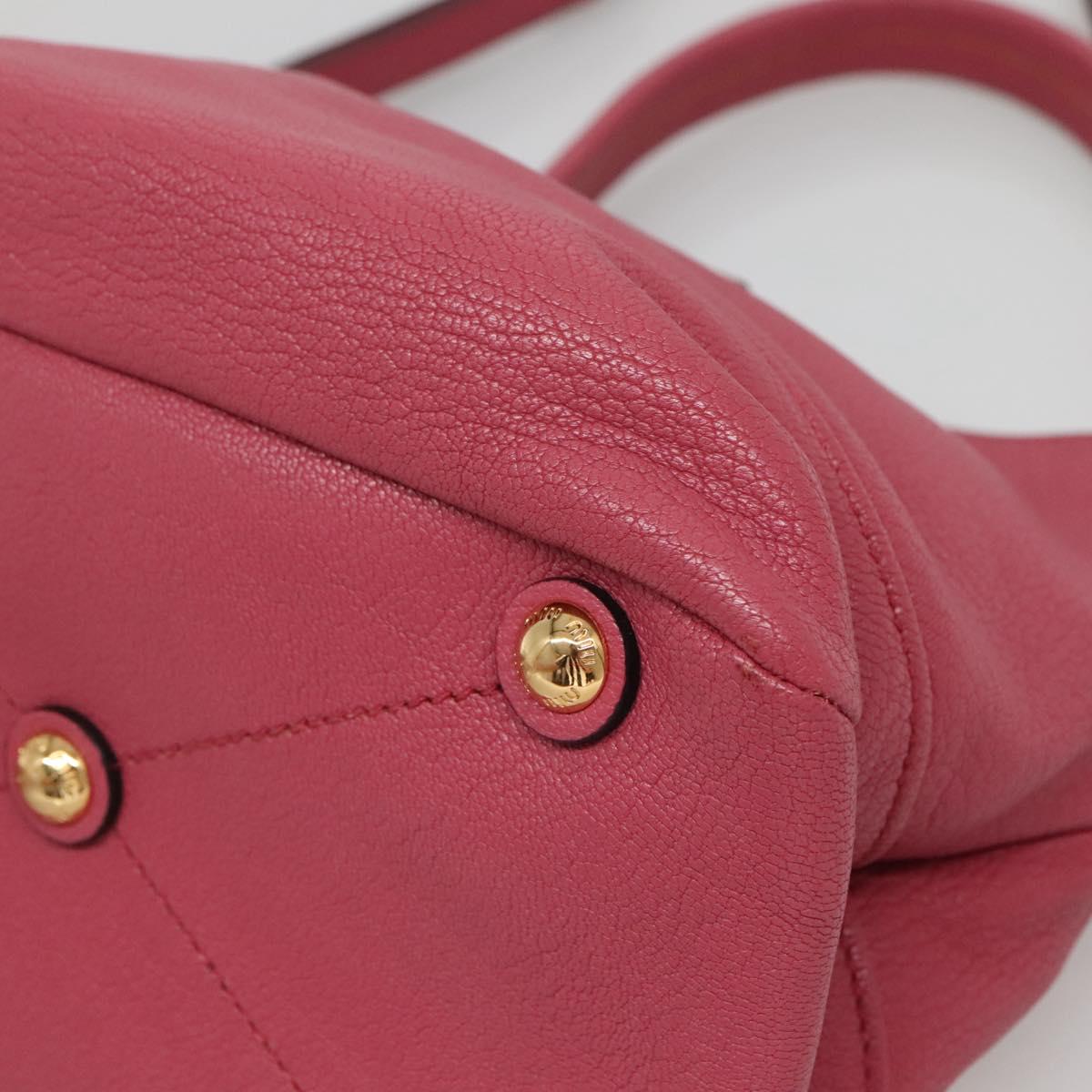 Miu Miu Hand Bag Leather 2way Pink Gold Auth 135306