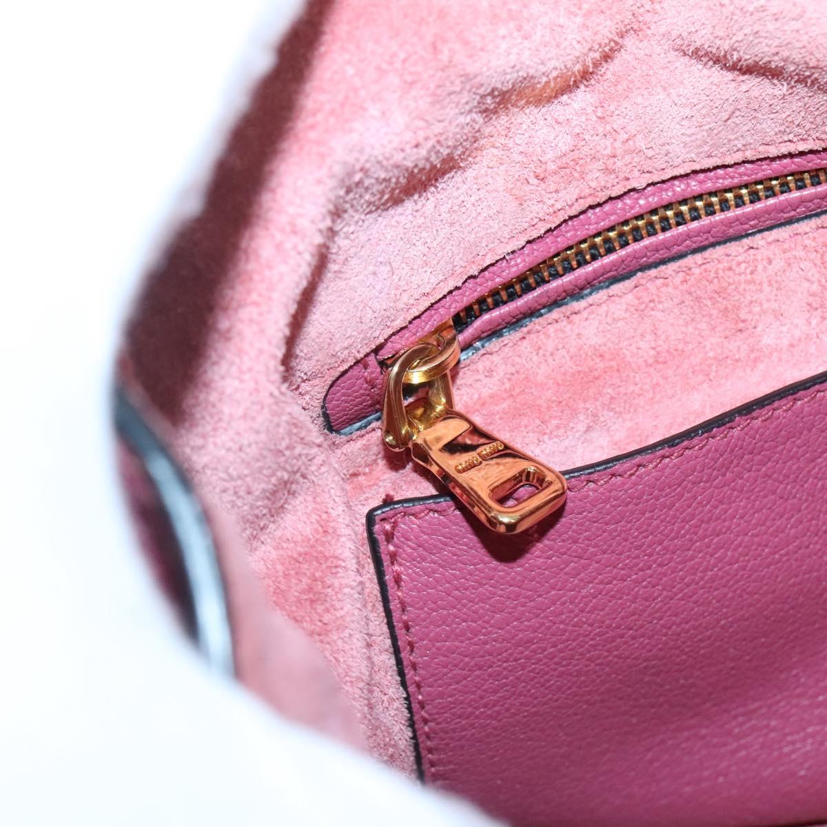 Miu Miu Hand Bag Leather 2way Pink Gold Auth 135306