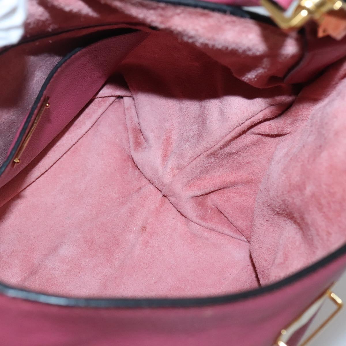 Miu Miu Hand Bag Leather 2way Pink Gold Auth 135306