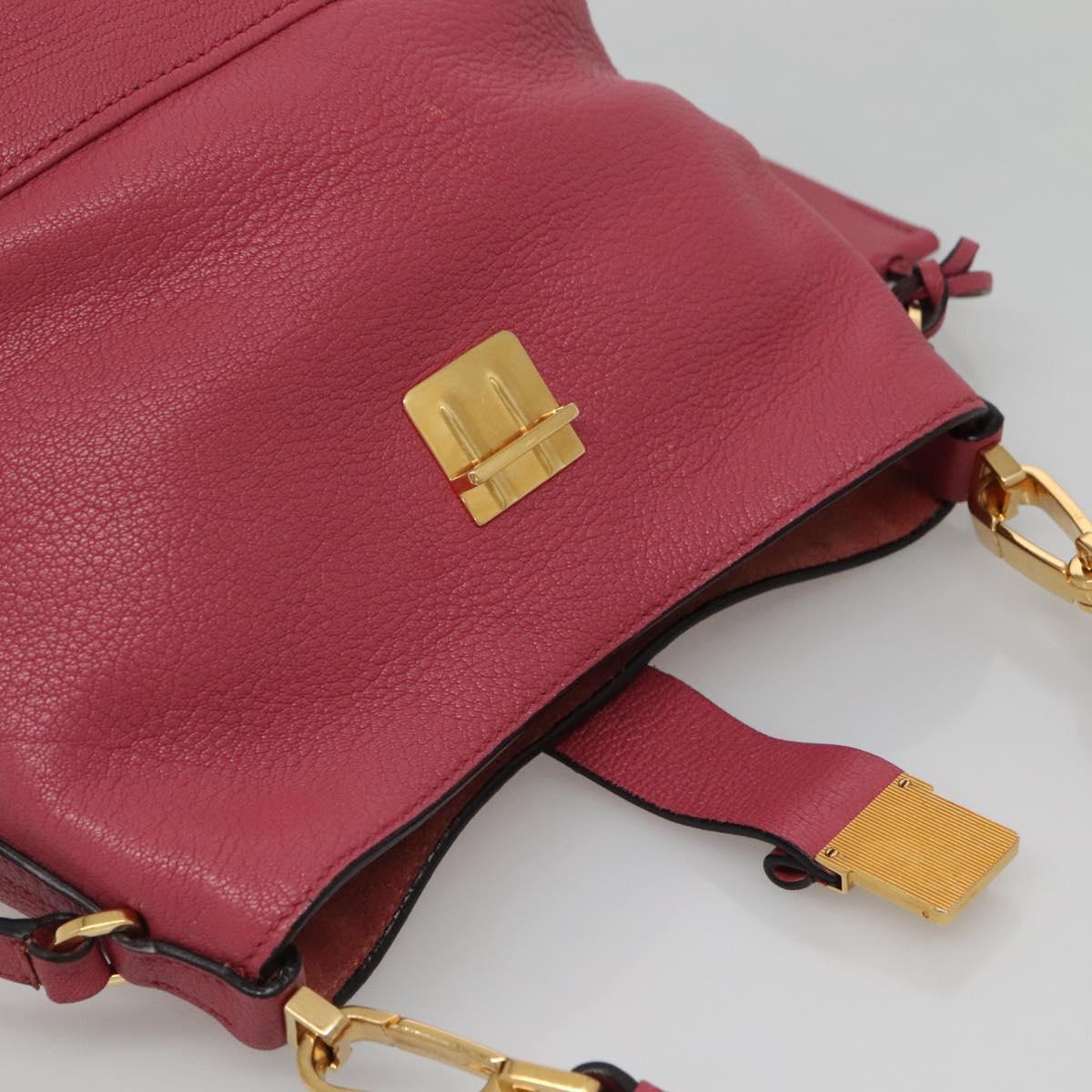 Miu Miu Hand Bag Leather 2way Pink Gold Auth 135306
