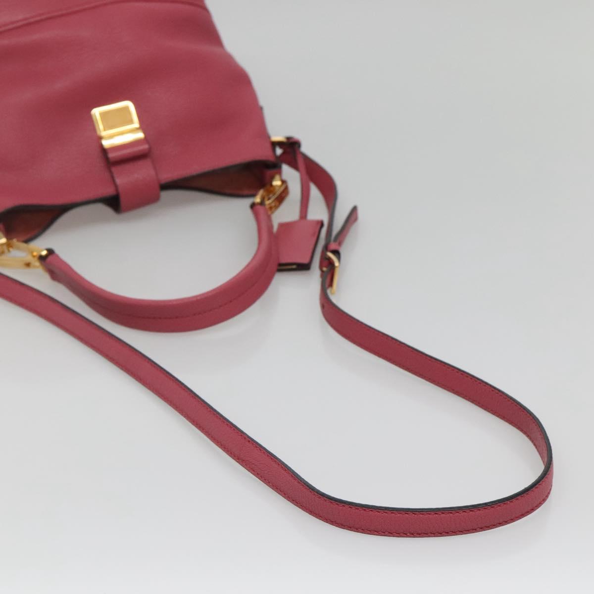 Miu Miu Hand Bag Leather 2way Pink Gold Auth 135306