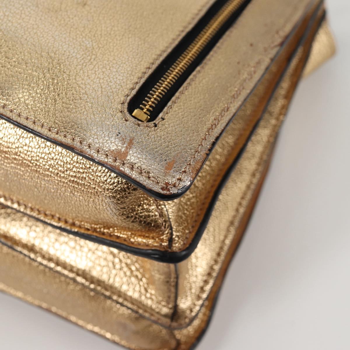 Miu Miu Hand Bag Leather 2way Gold Auth 135307