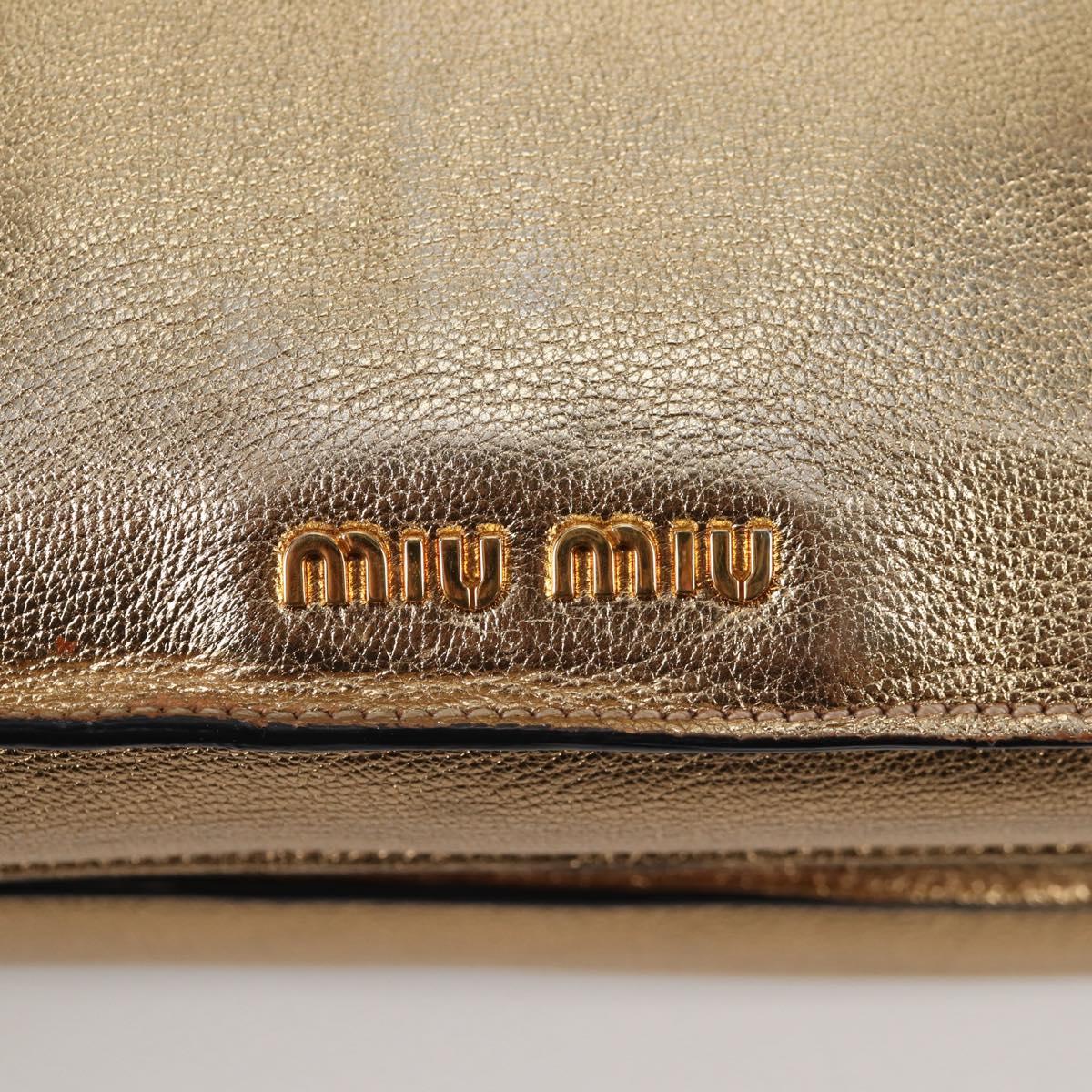 Miu Miu Hand Bag Leather 2way Gold Auth 135307