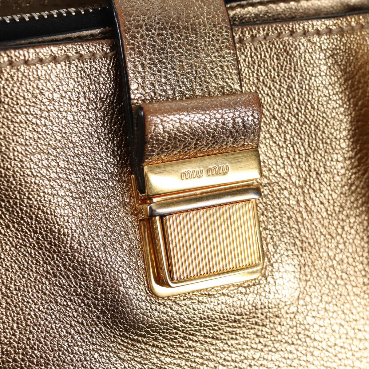 Miu Miu Hand Bag Leather 2way Gold Auth 135307