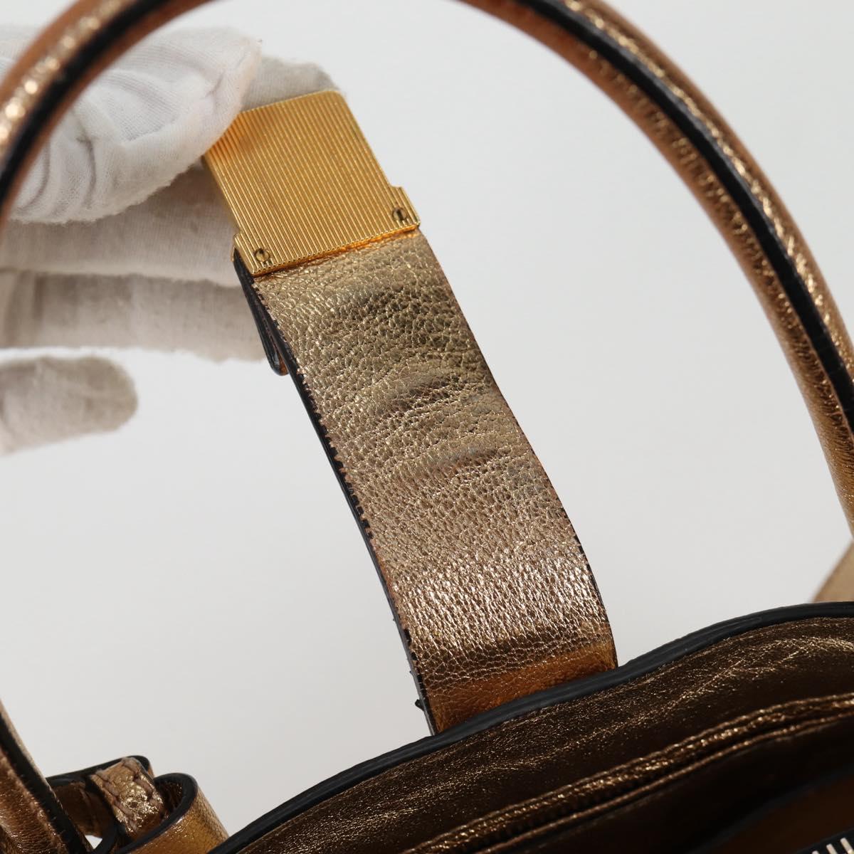 Miu Miu Hand Bag Leather 2way Gold Auth 135307