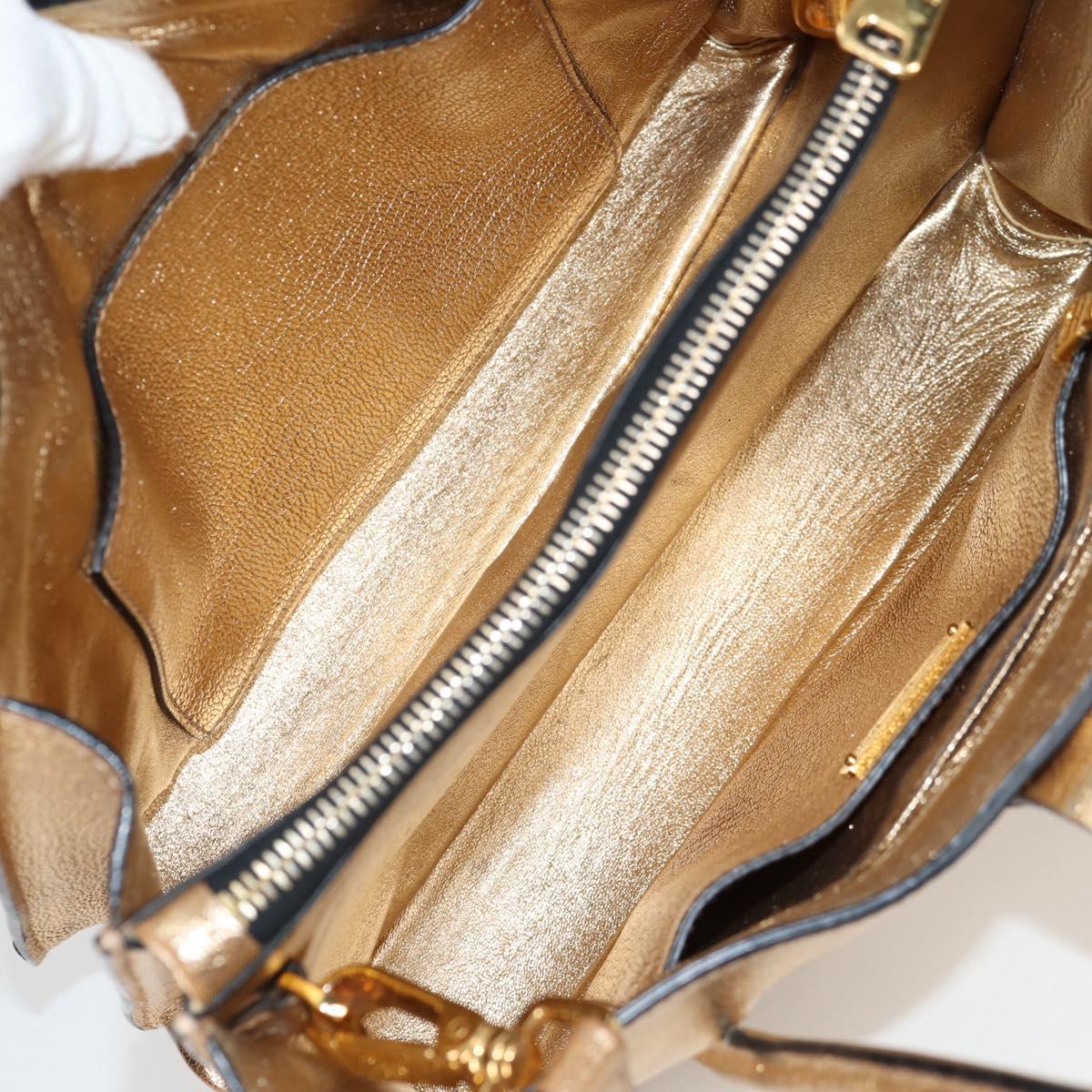 Miu Miu Hand Bag Leather 2way Gold Auth 135307