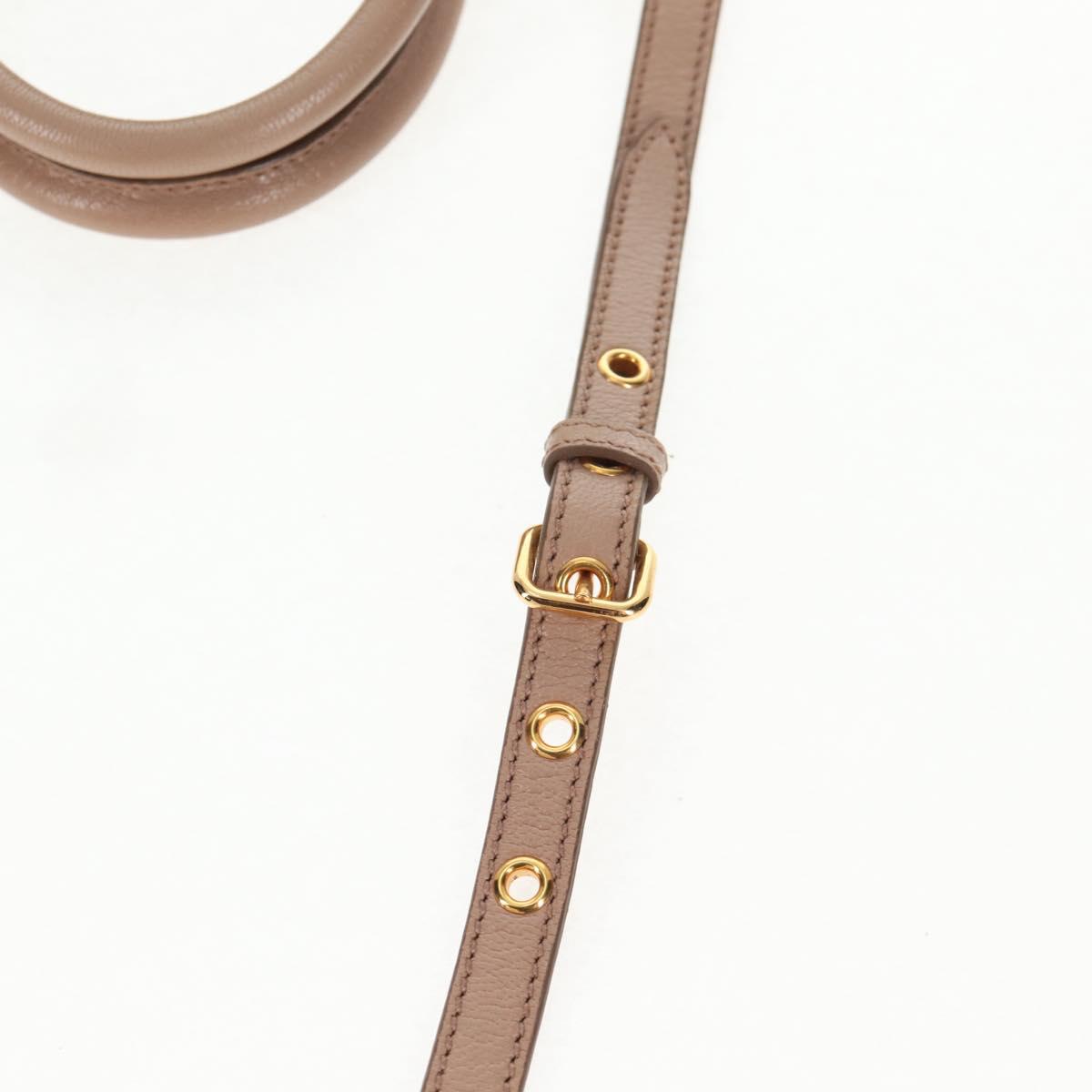 Miu Miu Hand Bag Leather 2way Beige Gold Auth 135311V
