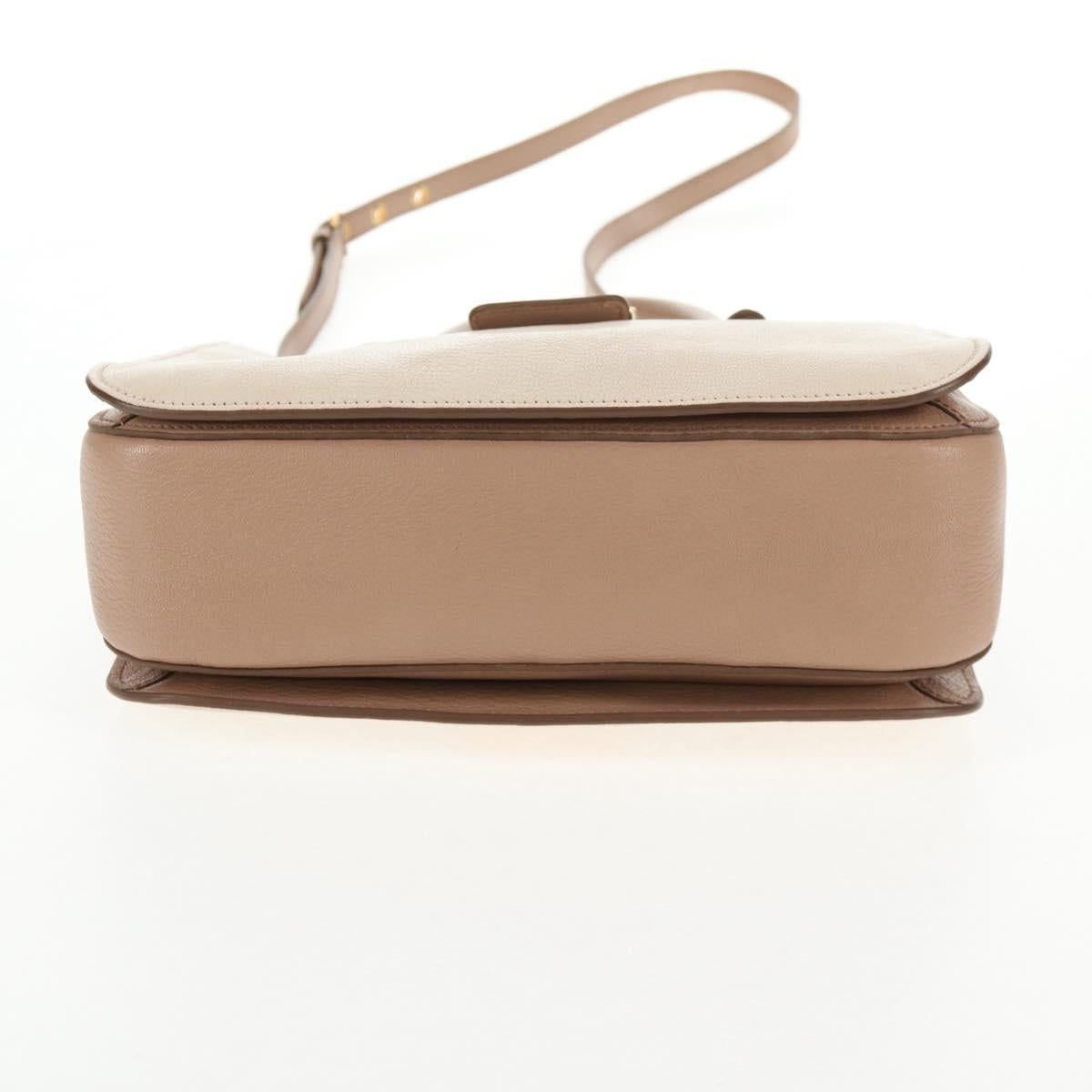 Miu Miu Hand Bag Leather 2way Beige Gold Auth 135311V