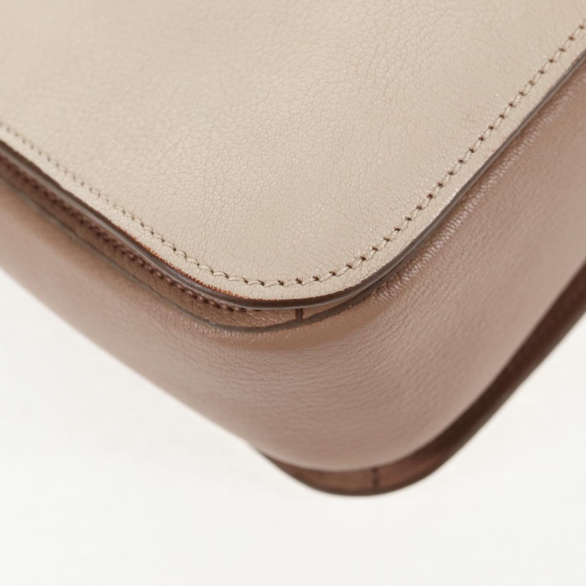 Miu Miu Hand Bag Leather 2way Beige Gold Auth 135311V