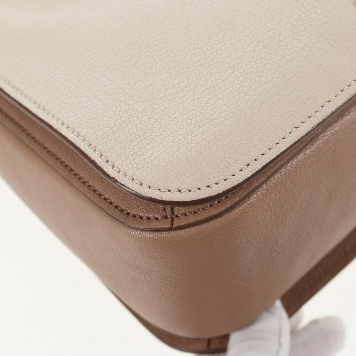 Miu Miu Hand Bag Leather 2way Beige Gold Auth 135311V