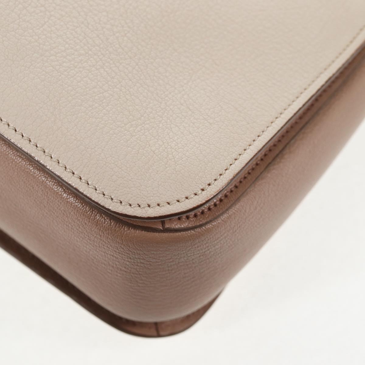 Miu Miu Hand Bag Leather 2way Beige Gold Auth 135311V