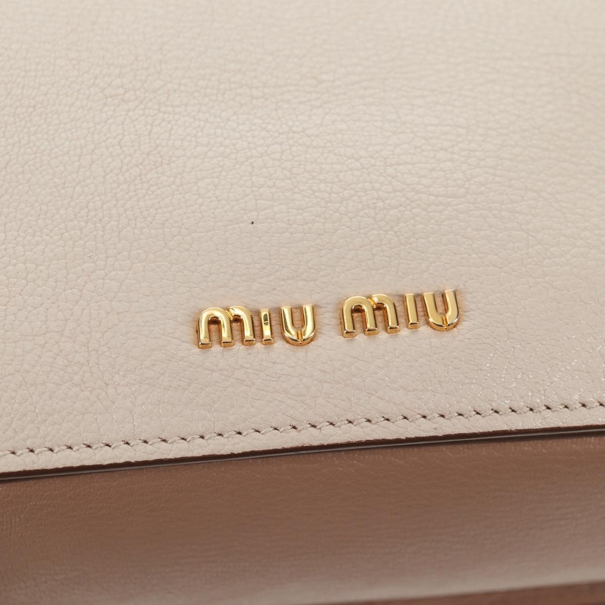 Miu Miu Hand Bag Leather 2way Beige Gold Auth 135311V