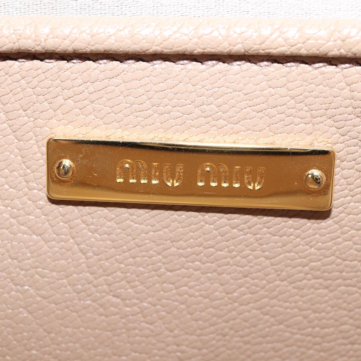 Miu Miu Hand Bag Leather 2way Beige Gold Auth 135311V