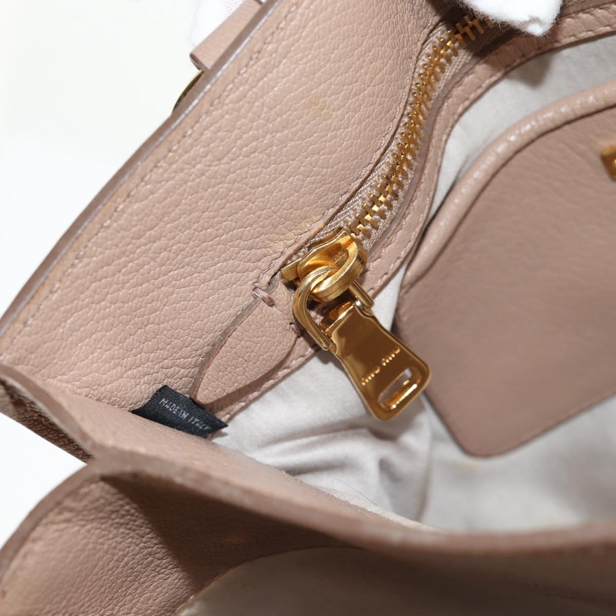 Miu Miu Hand Bag Leather 2way Beige Gold Auth 135311V