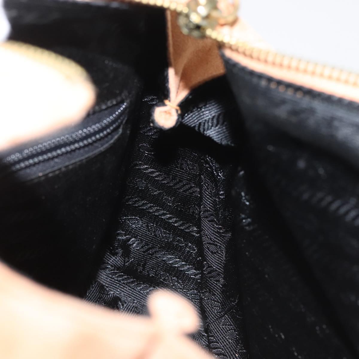 PRADA Chain Shoulder Bag Suede Beige Gold Auth 135314