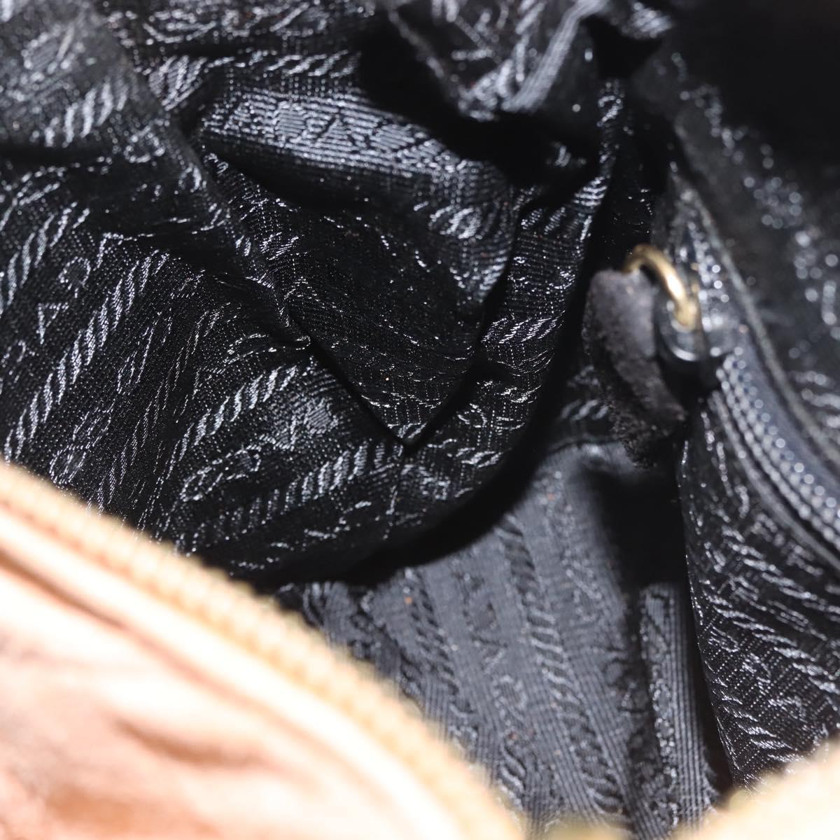 PRADA Chain Shoulder Bag Suede Beige Gold Auth 135314