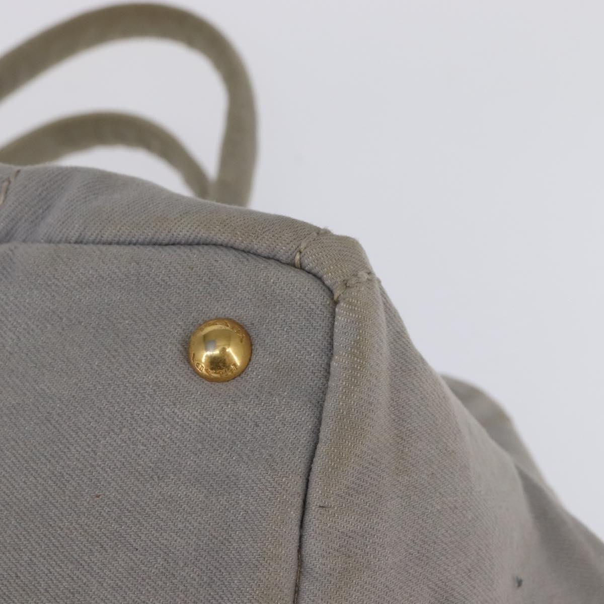 PRADA Canapa GM Hand Bag Canvas Gray Gold Auth 135318