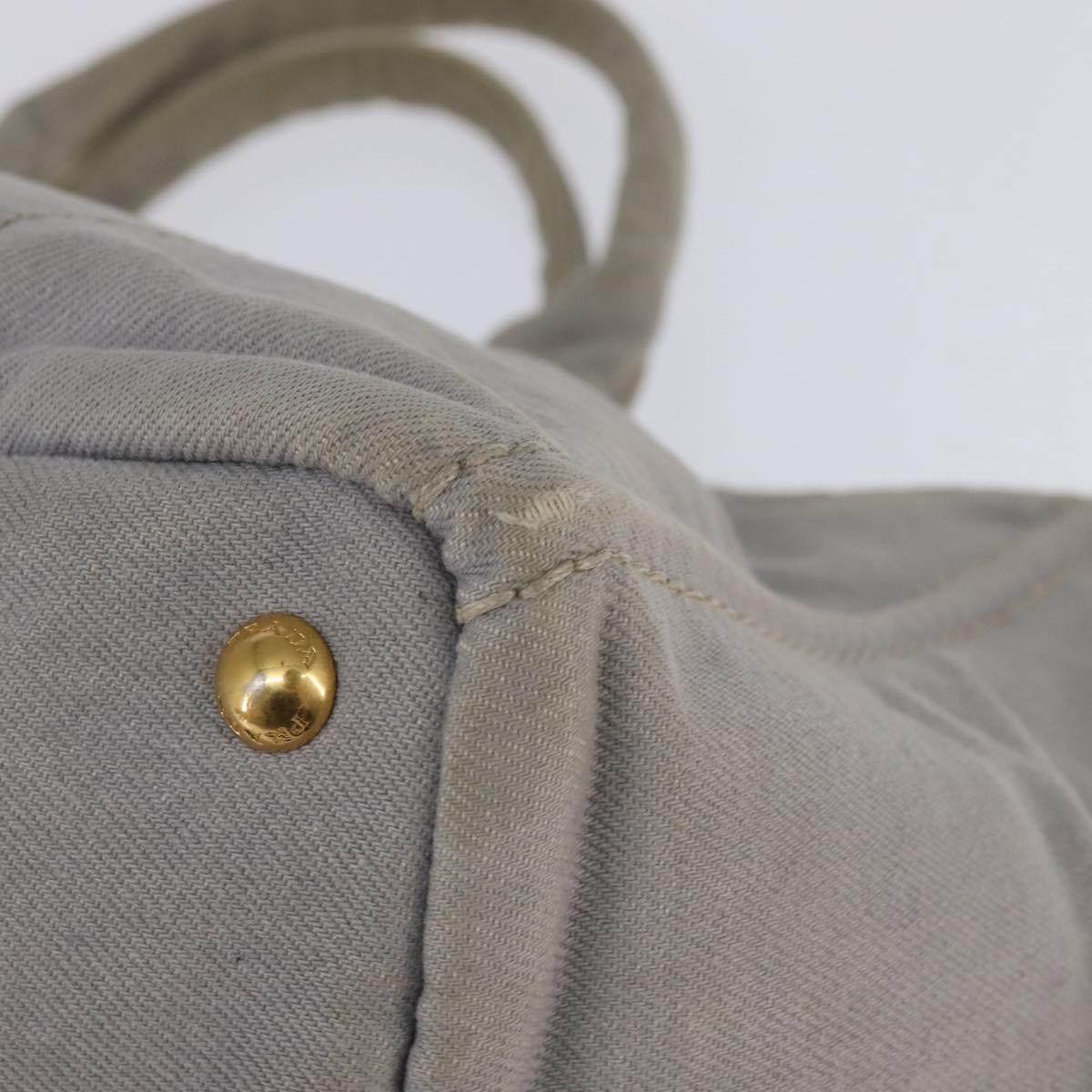 PRADA Canapa GM Hand Bag Canvas Gray Gold Auth 135318