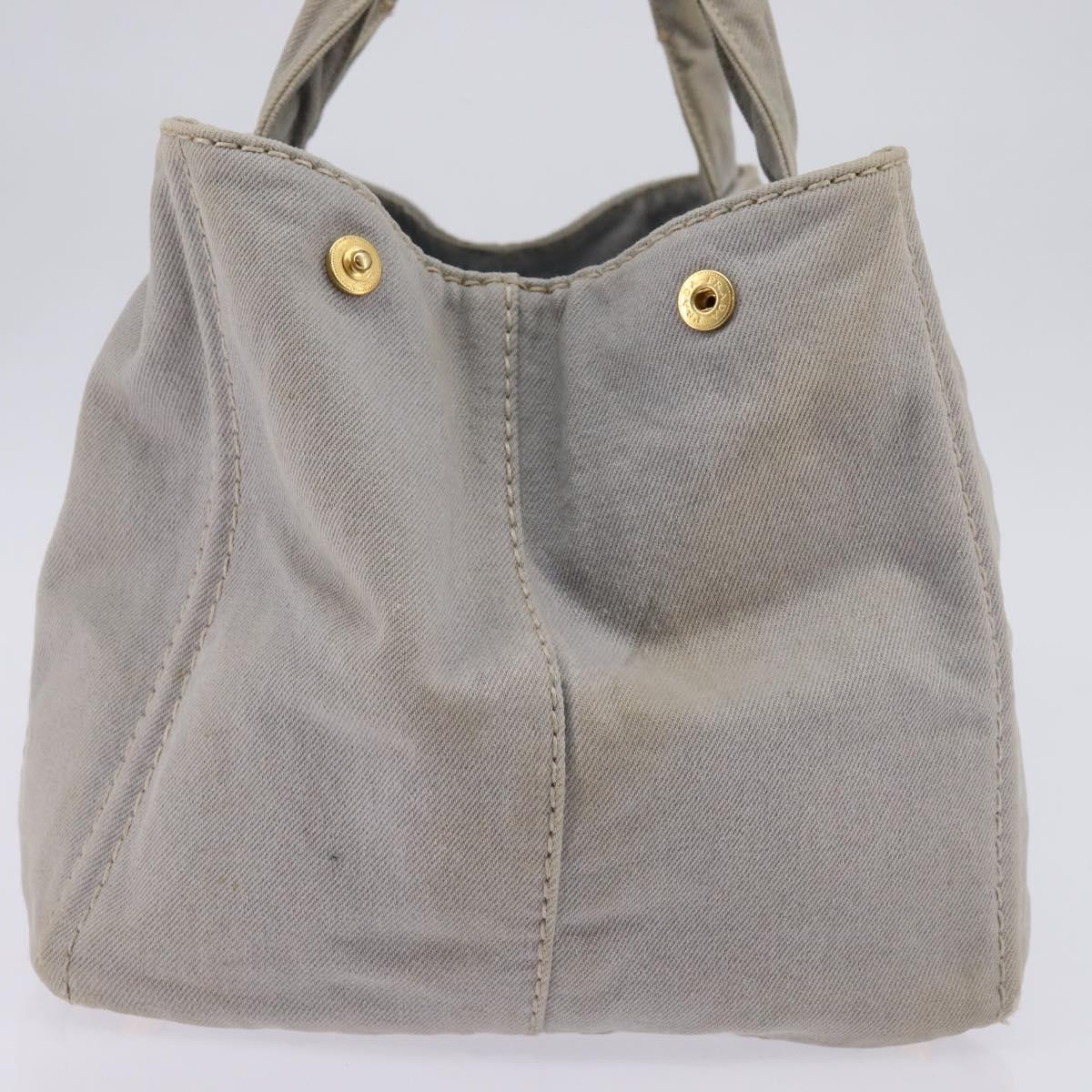 PRADA Canapa GM Hand Bag Canvas Gray Gold Auth 135318