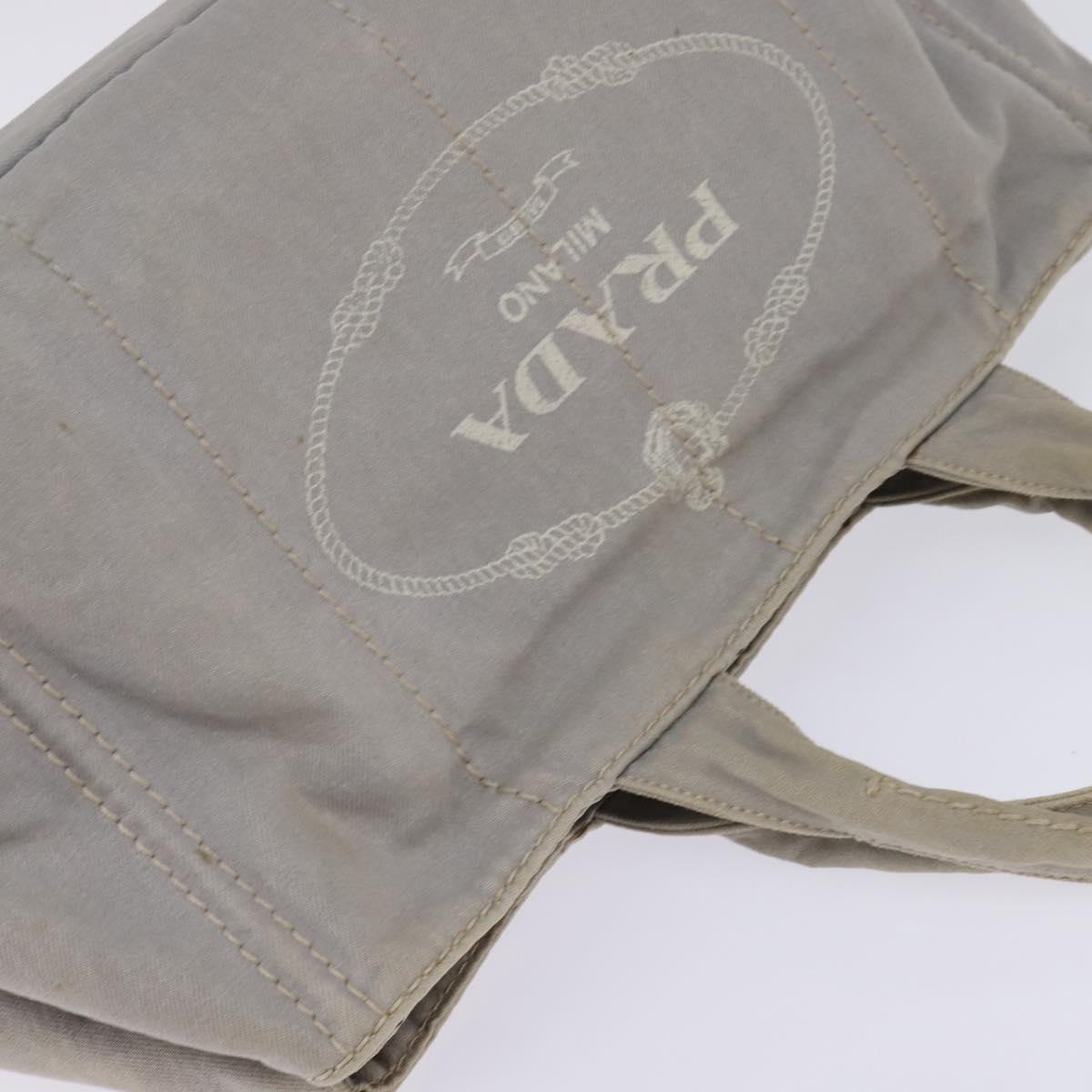 PRADA Canapa GM Hand Bag Canvas Gray Gold Auth 135318