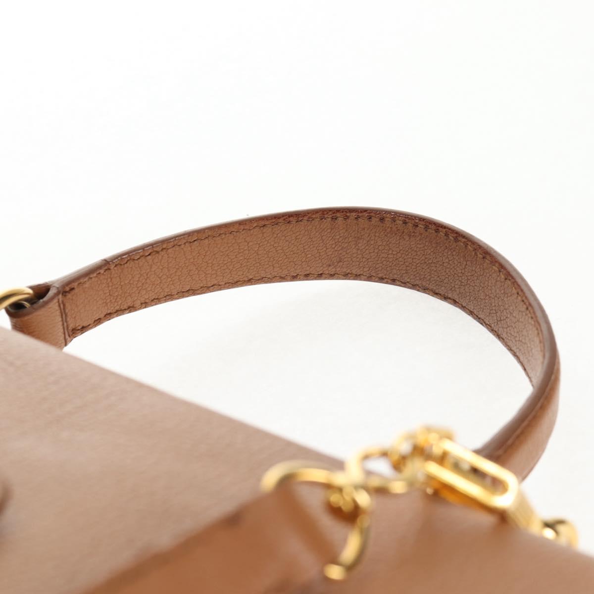 Miu Miu Hand Bag Leather 2way Brown Gold Auth 135322V