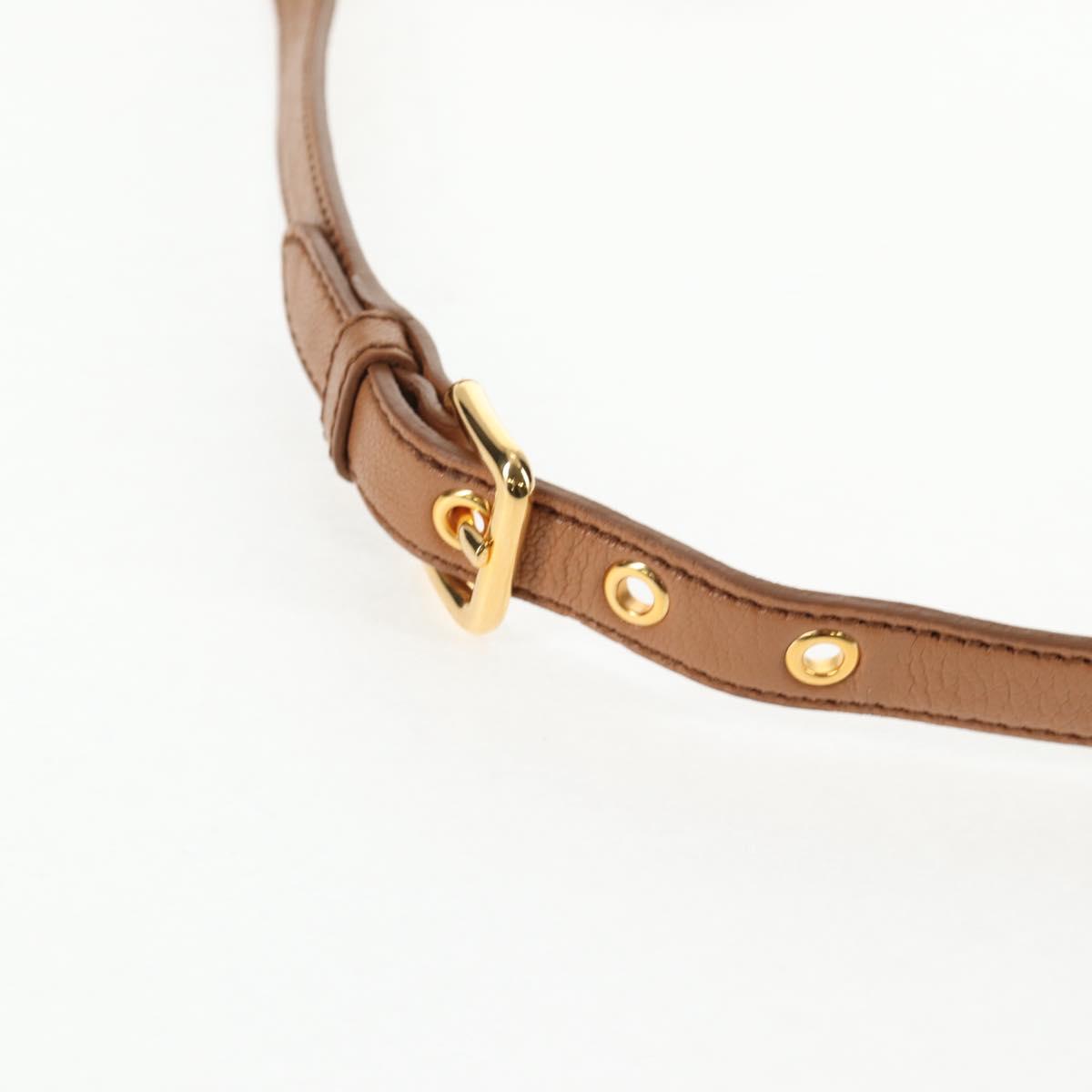Miu Miu Hand Bag Leather 2way Brown Gold Auth 135322V