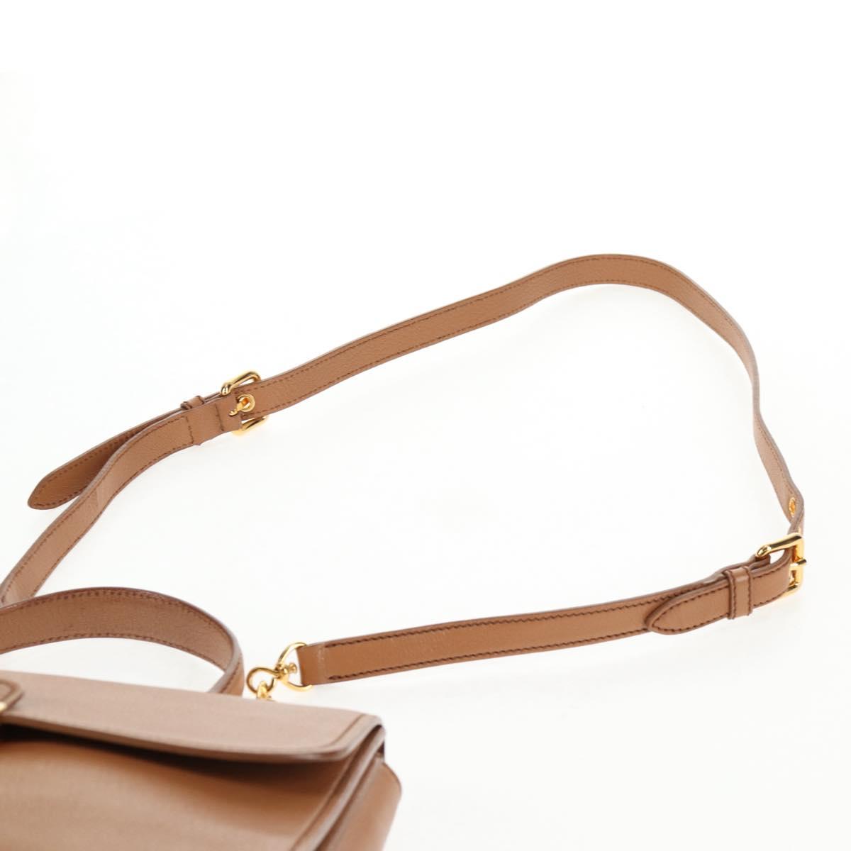 Miu Miu Hand Bag Leather 2way Brown Gold Auth 135322V