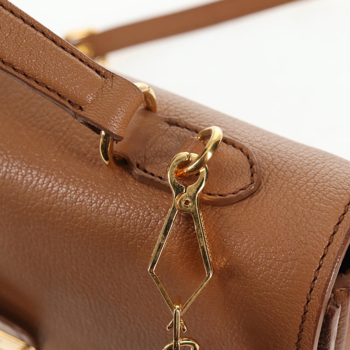 Miu Miu Hand Bag Leather 2way Brown Gold Auth 135322V