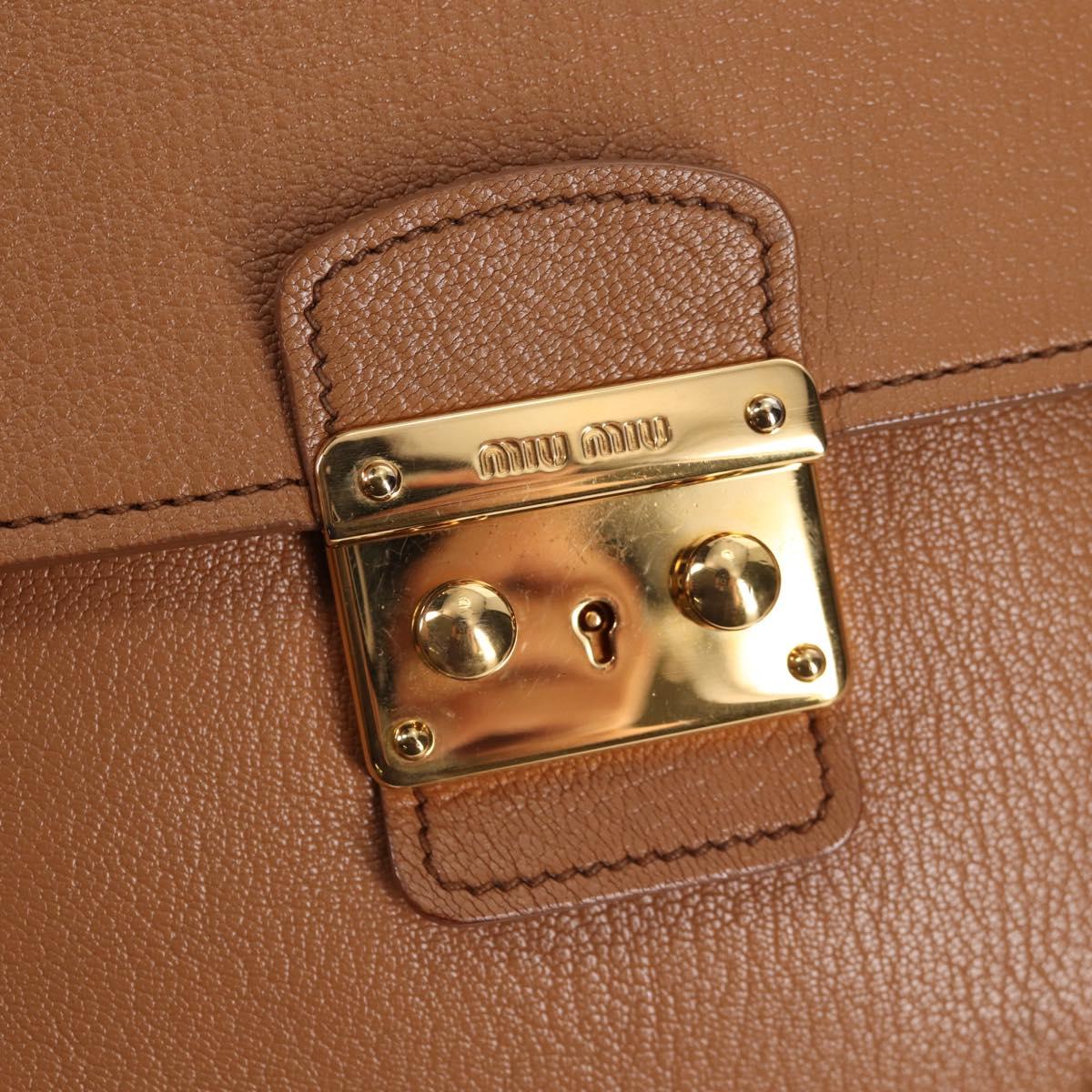 Miu Miu Hand Bag Leather 2way Brown Gold Auth 135322V
