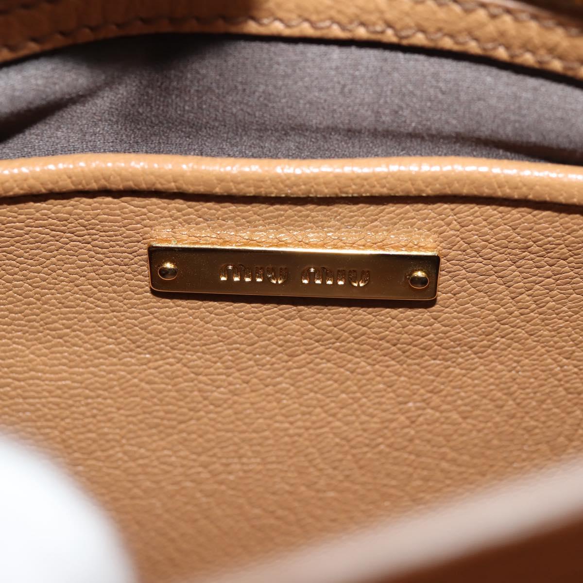 Miu Miu Hand Bag Leather 2way Brown Gold Auth 135322V