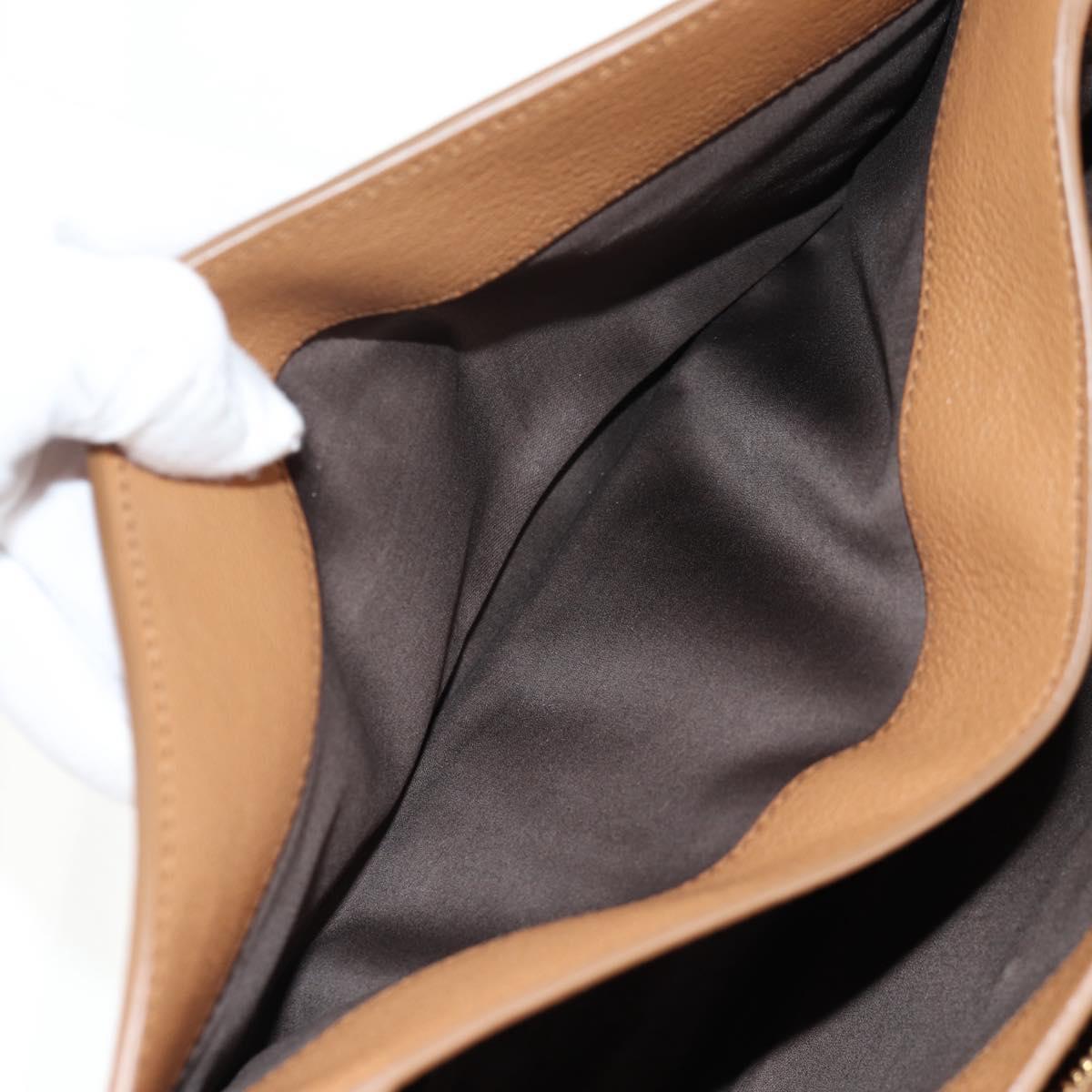Miu Miu Hand Bag Leather 2way Brown Gold Auth 135322V