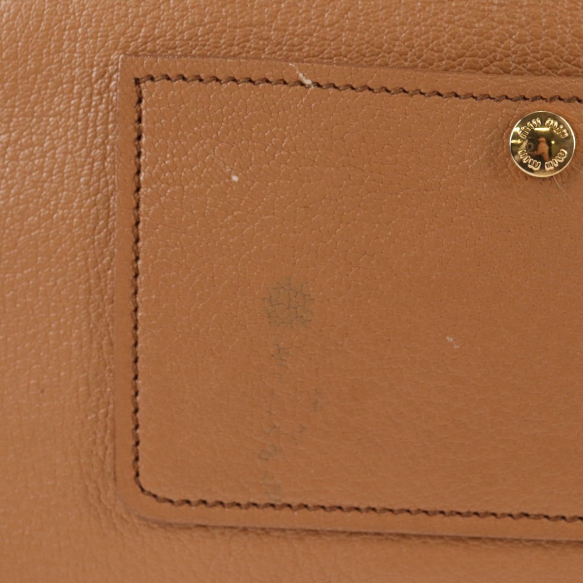 Miu Miu Hand Bag Leather 2way Brown Gold Auth 135322V