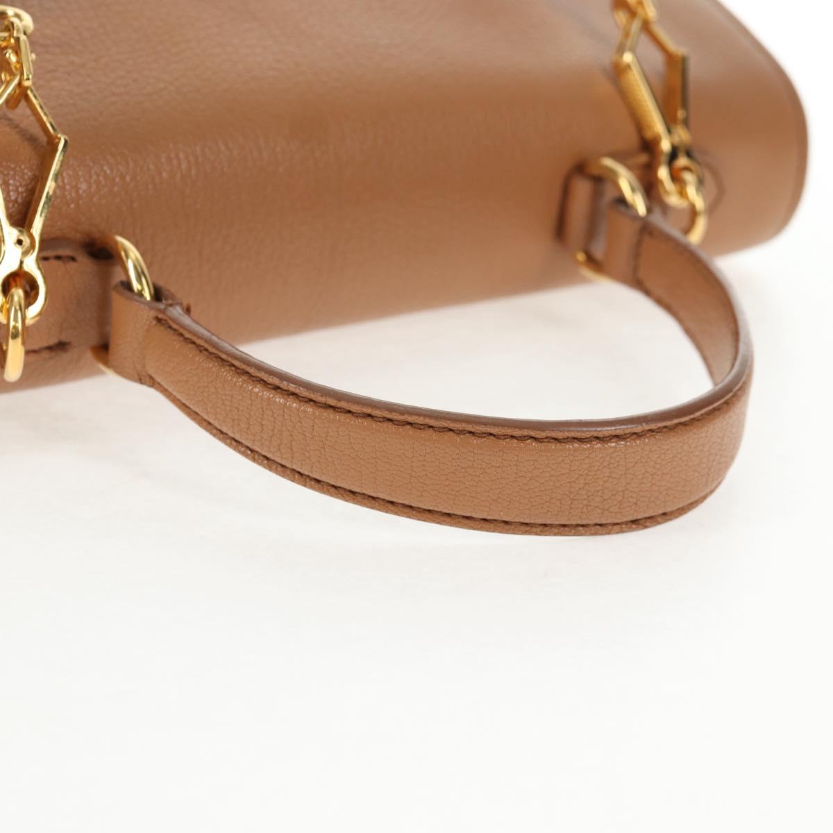 Miu Miu Hand Bag Leather 2way Brown Gold Auth 135322V