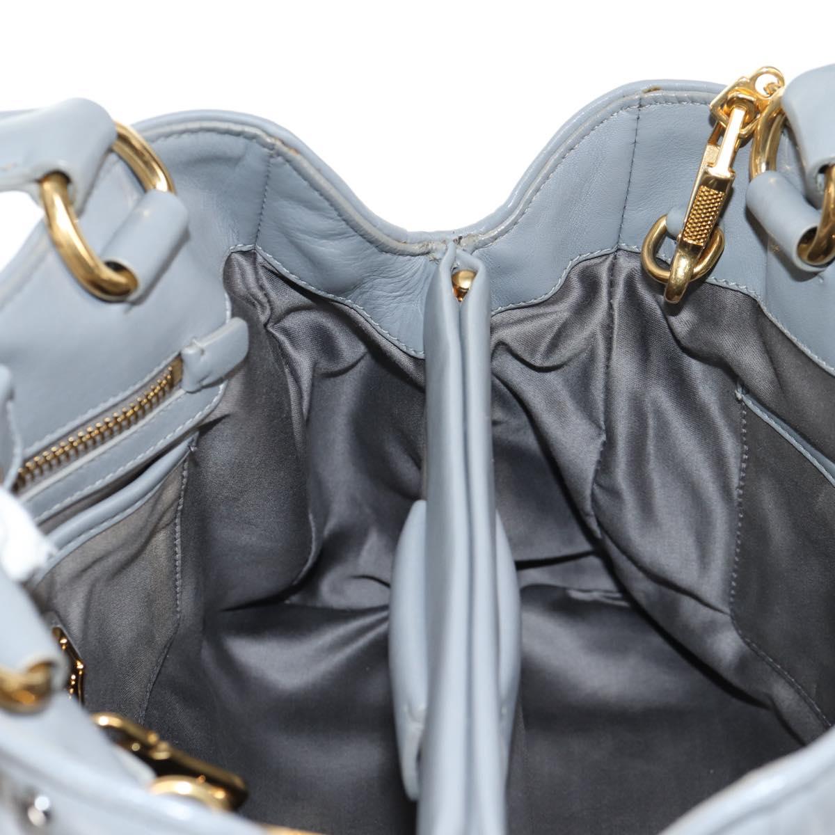 Miu Miu Hand Bag Leather 2way Gray Gold Auth 135324V