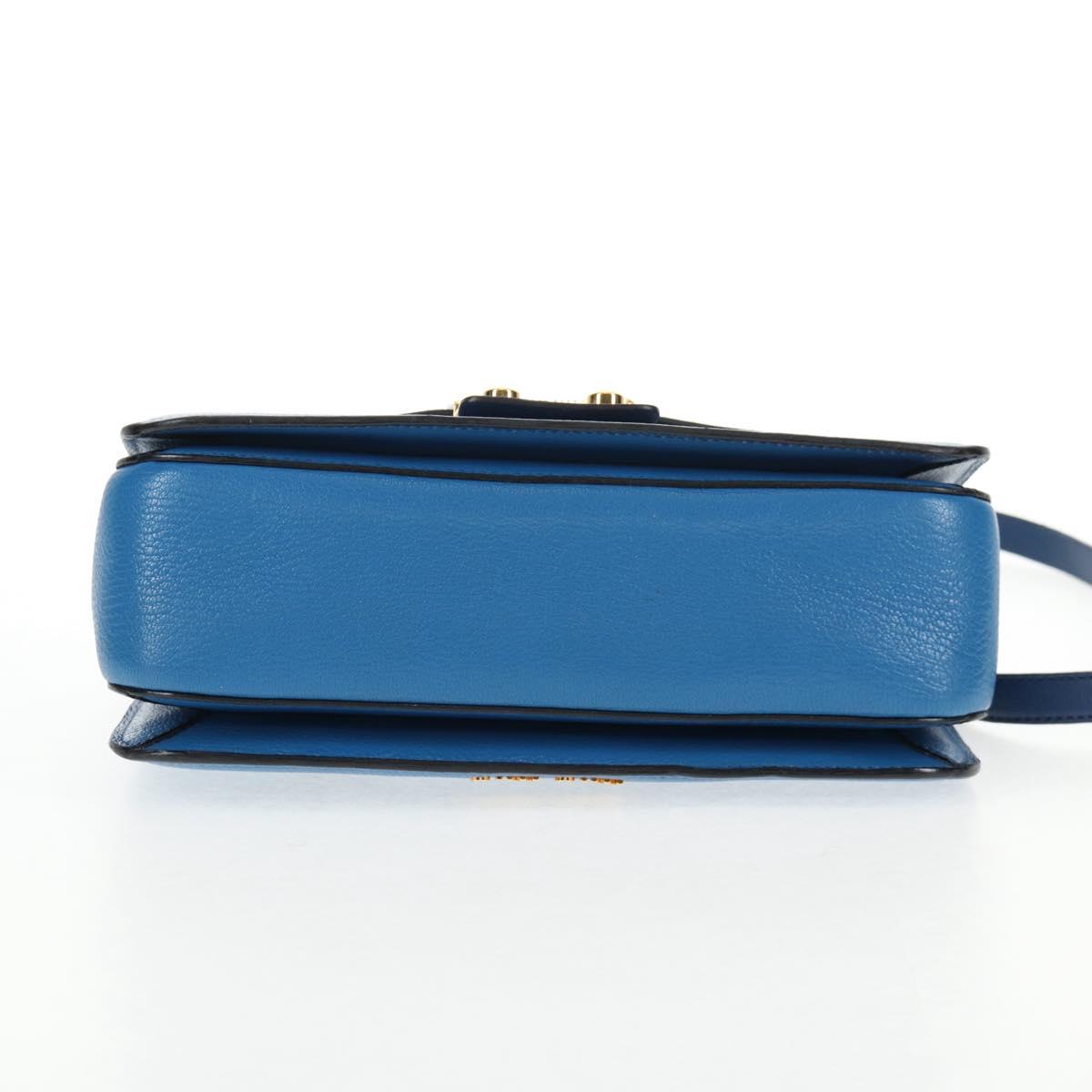 Miu Miu Hand Bag Leather 2way Blue Gold Auth 135331V
