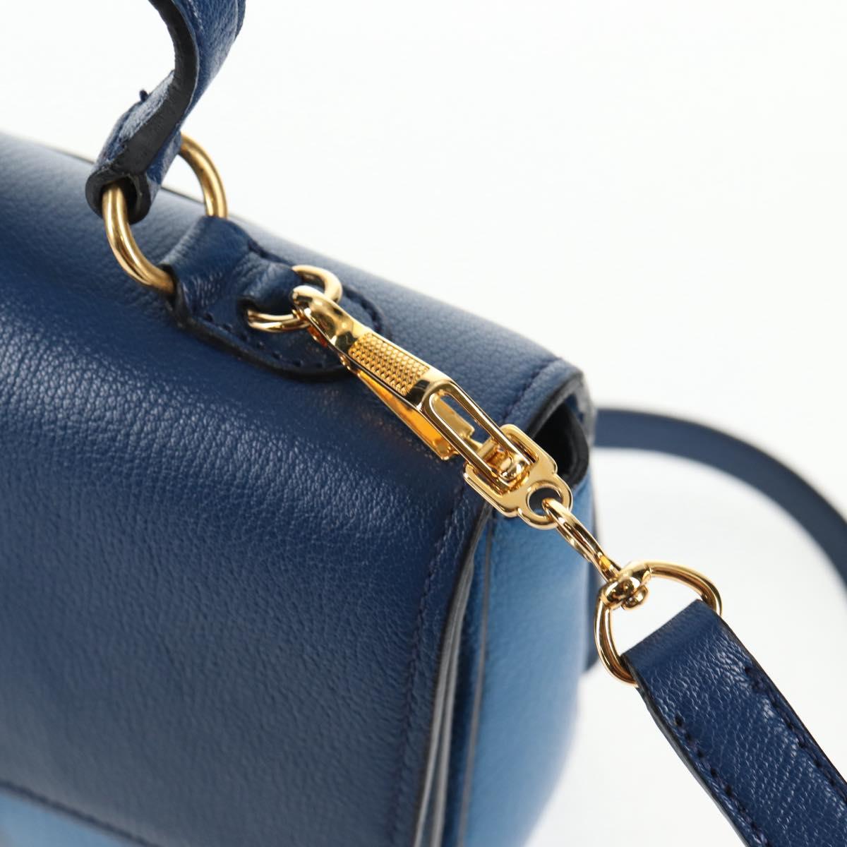 Miu Miu Hand Bag Leather 2way Blue Gold Auth 135331V