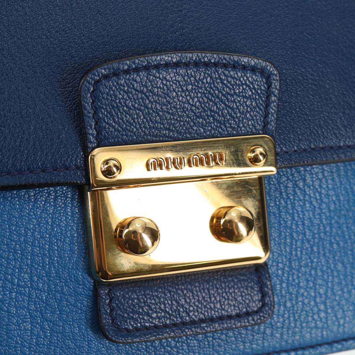 Miu Miu Hand Bag Leather 2way Blue Gold Auth 135331V